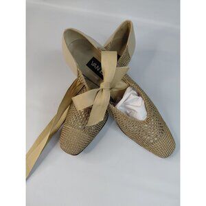 Van Eli Womens Woven Ballet Flats With Ribbon Ties Size 11 S Beige